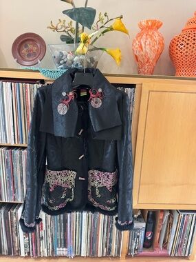 PRICE DROP: MADE in ITALY by SAVE THE QUEEN, BLK LEATHER JKT w/leather accents,M